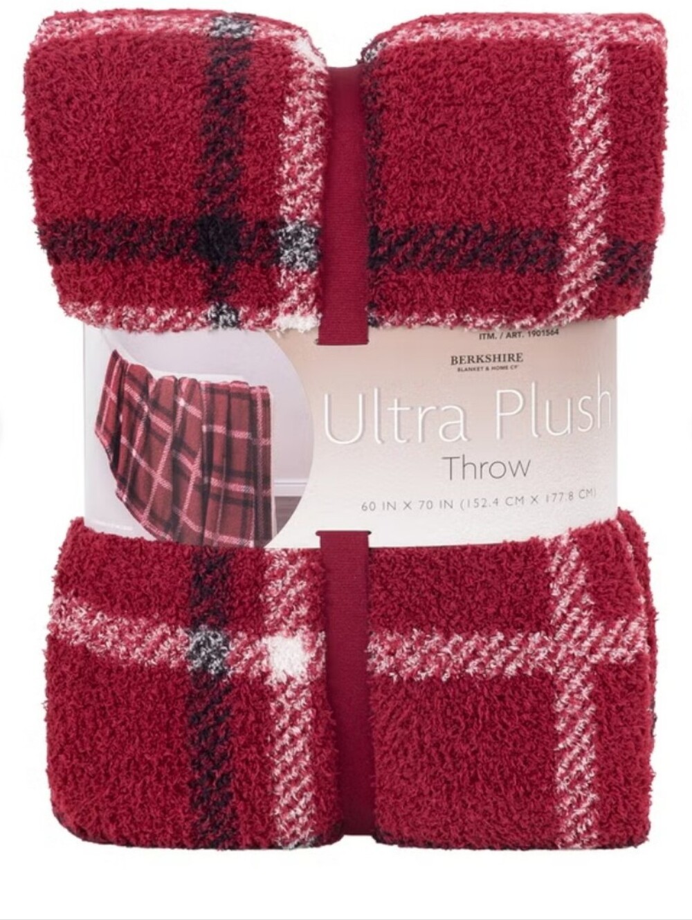 Berkshire Retro Red Plaid Ultra Plush Throw New
